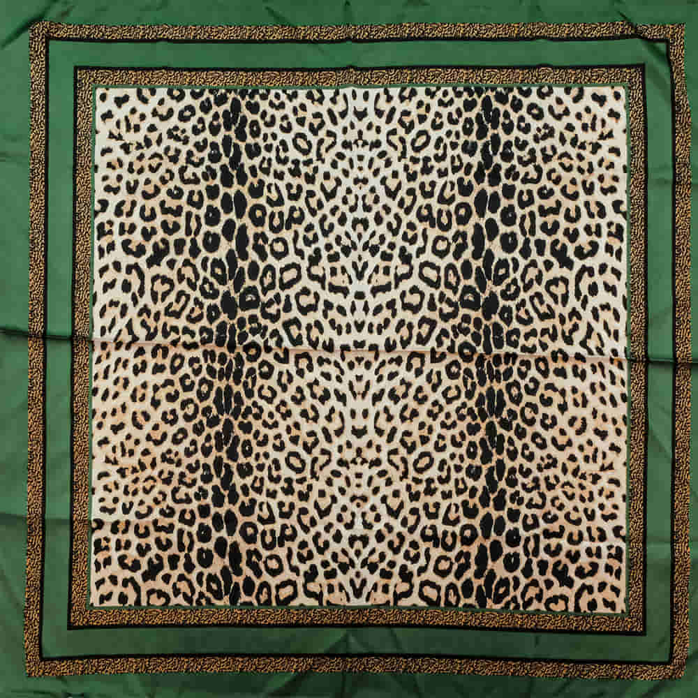 South Texas Tack Apparel Apparel Green / 27"X27" South Texas Tack Apparel Wild Rag Satin Synthetic Leopard