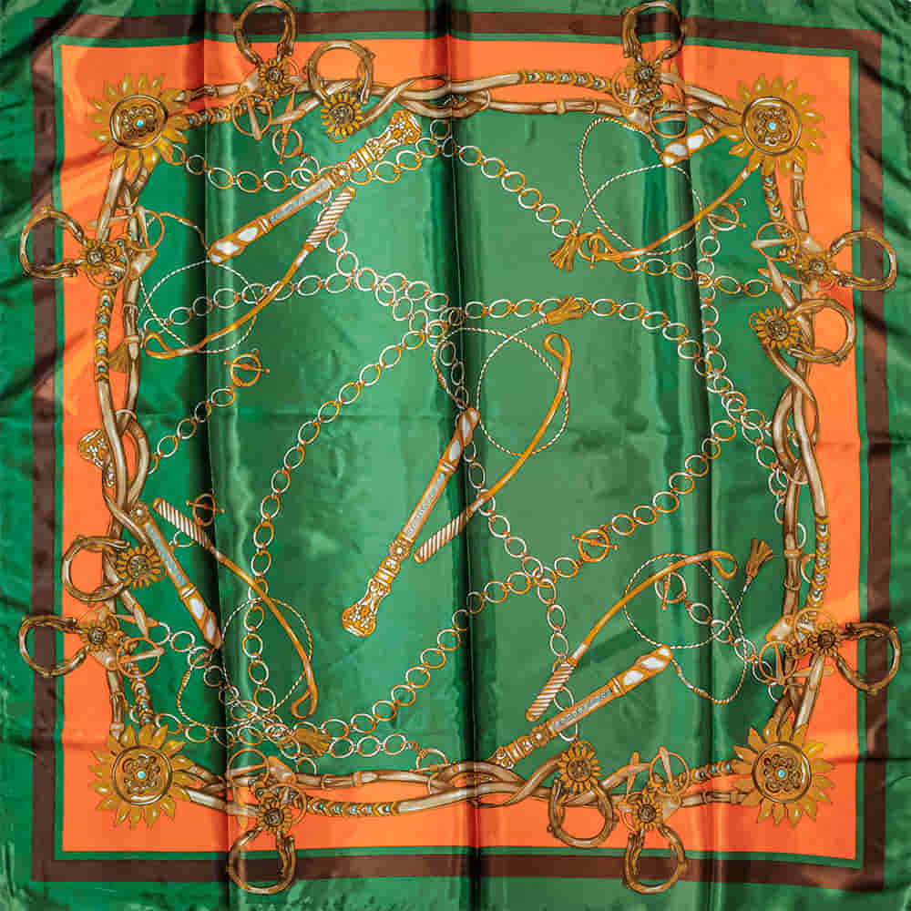 South Texas Tack Apparel Apparel Green / 35"X35" South Texas Tack Apparel Satin Bit Print Synthetic Wild Rag 35"x35"