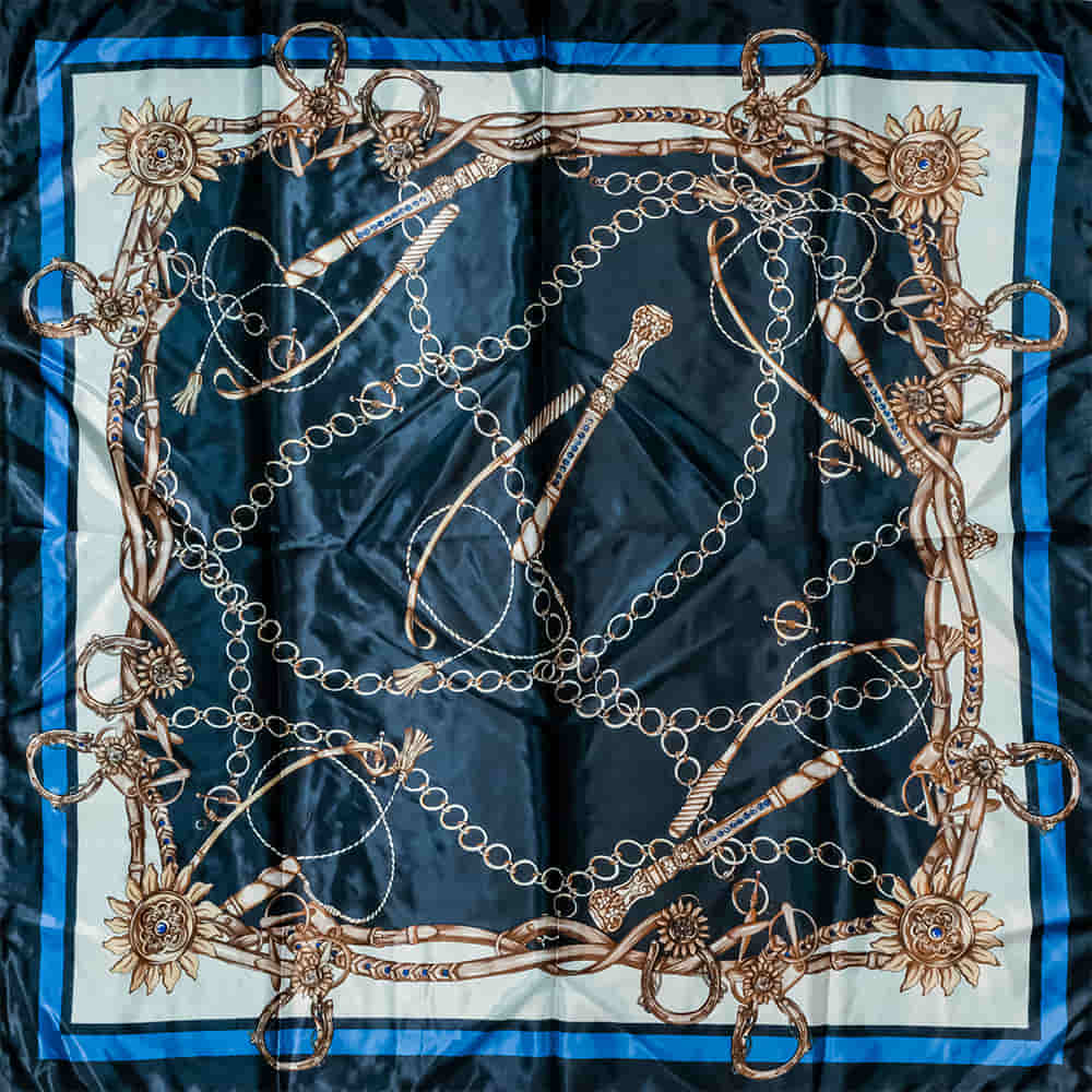South Texas Tack Apparel Apparel Navy / 35"X35" South Texas Tack Apparel Satin Bit Print Synthetic Wild Rag 35"x35"