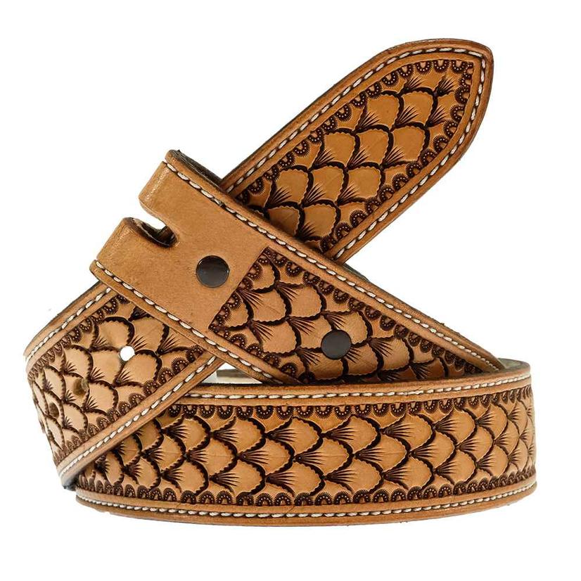 South Texas Tack Apparel Apparel South Texas Tack Antiqued Leather Belt with Shell Stamp