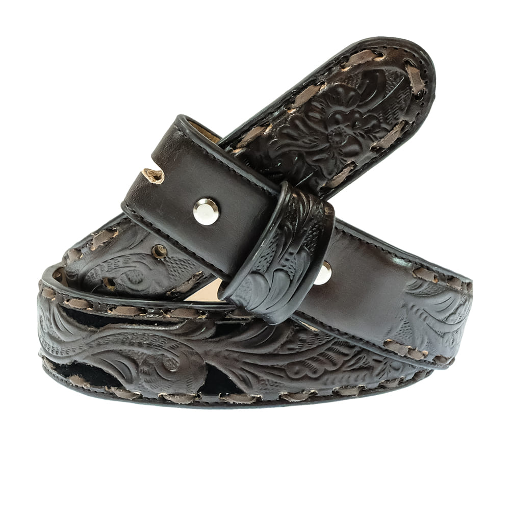 South Texas Tack Apparel Apparel South Texas Tack Apparel Chocolate Stained Floral Embossed Belt