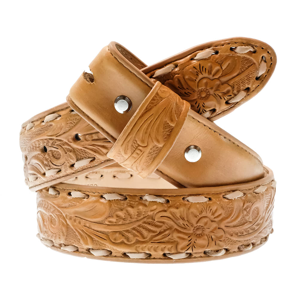 South Texas Tack Apparel Apparel South Texas Tack Apparel Natural Floral Embossed Belt