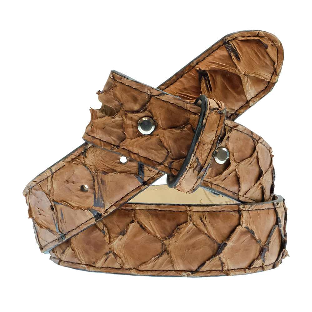 South Texas Tack Apparel Apparel South Texas Tack Apparel Peanut GI Joe Semimatte Pirarucu Leather Belt