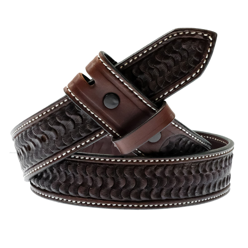 South Texas Tack Apparel Apparel South Texas Tack Chocolate S Swirl Stamp Belt