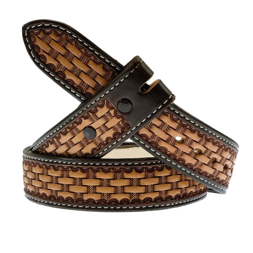South Texas Tack Apparel Apparel South Texas Tack Tan Custom Basket Stamp Belt