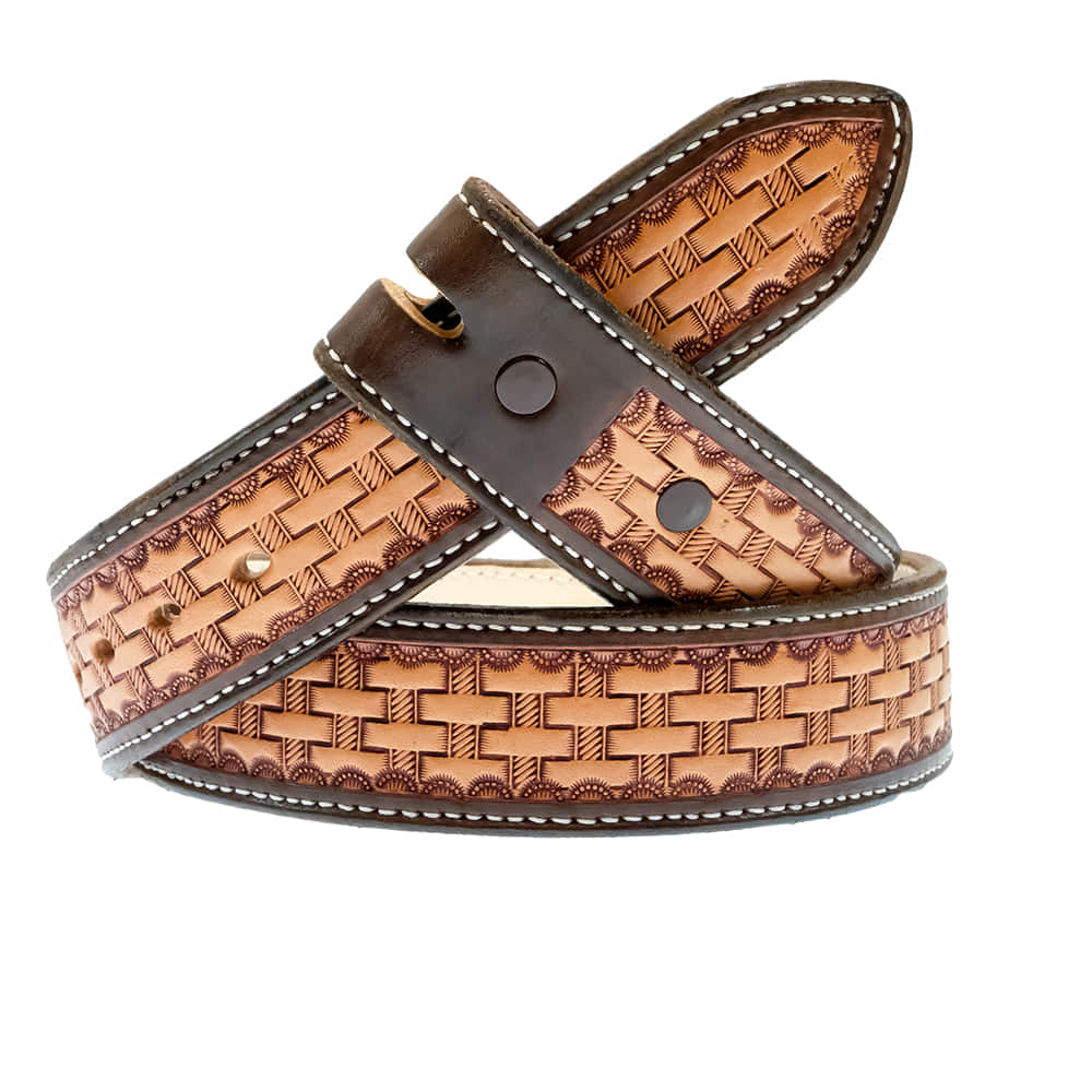 South Texas Tack Apparel Apparel South Texas Tack Tan Custom Basket Stamp Belt