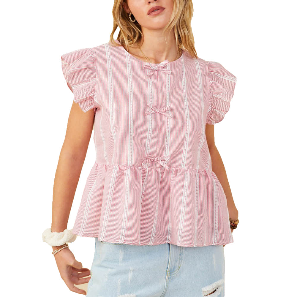 South Texas Tack Apparel Apparel Womens Bow Detailed Crochet Lace Ruffle Tank
