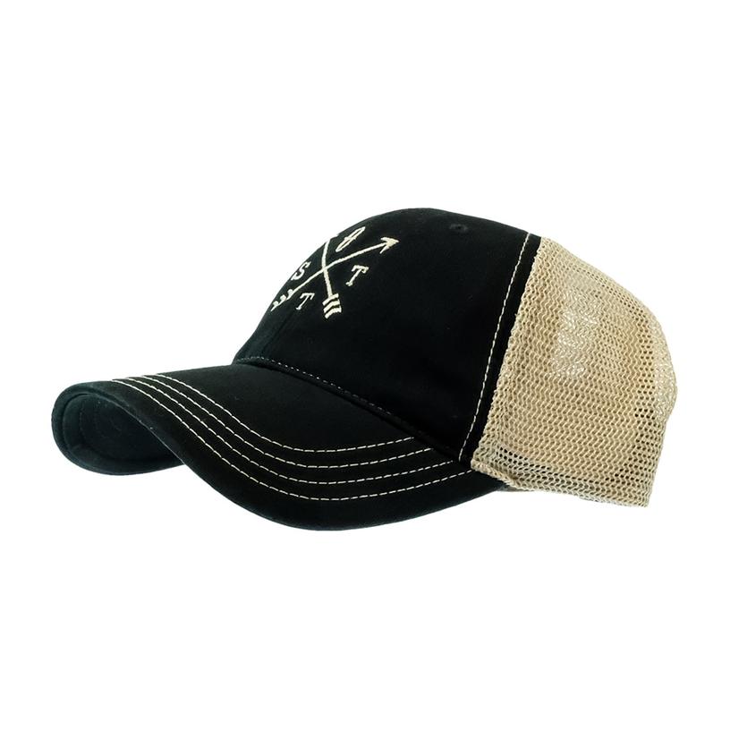 South Texas Tack Apparel Hats Black/Khaki / Osfa South Texas Tack Apparel Embroidered Compass Black and Tan Mesh Back Cap