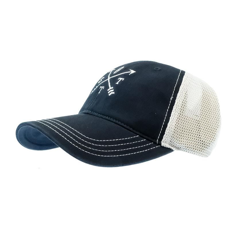 South Texas Tack Apparel Hats Navy/White / Osfa South Texas Tack Apparel Embroidered Compass Navy and White Mesh Back Cap