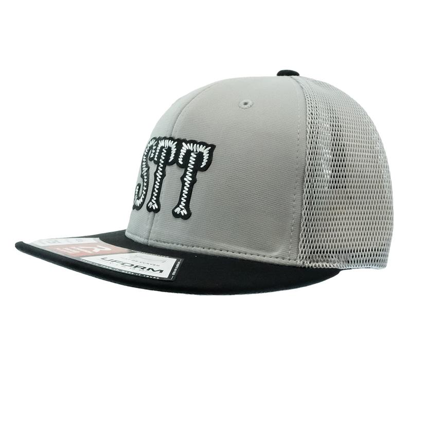 South Texas Tack Apparel Hats South Texas Tack Apparel Embroidered Logo Grey and Black Mesh Back Flat Brim Cap