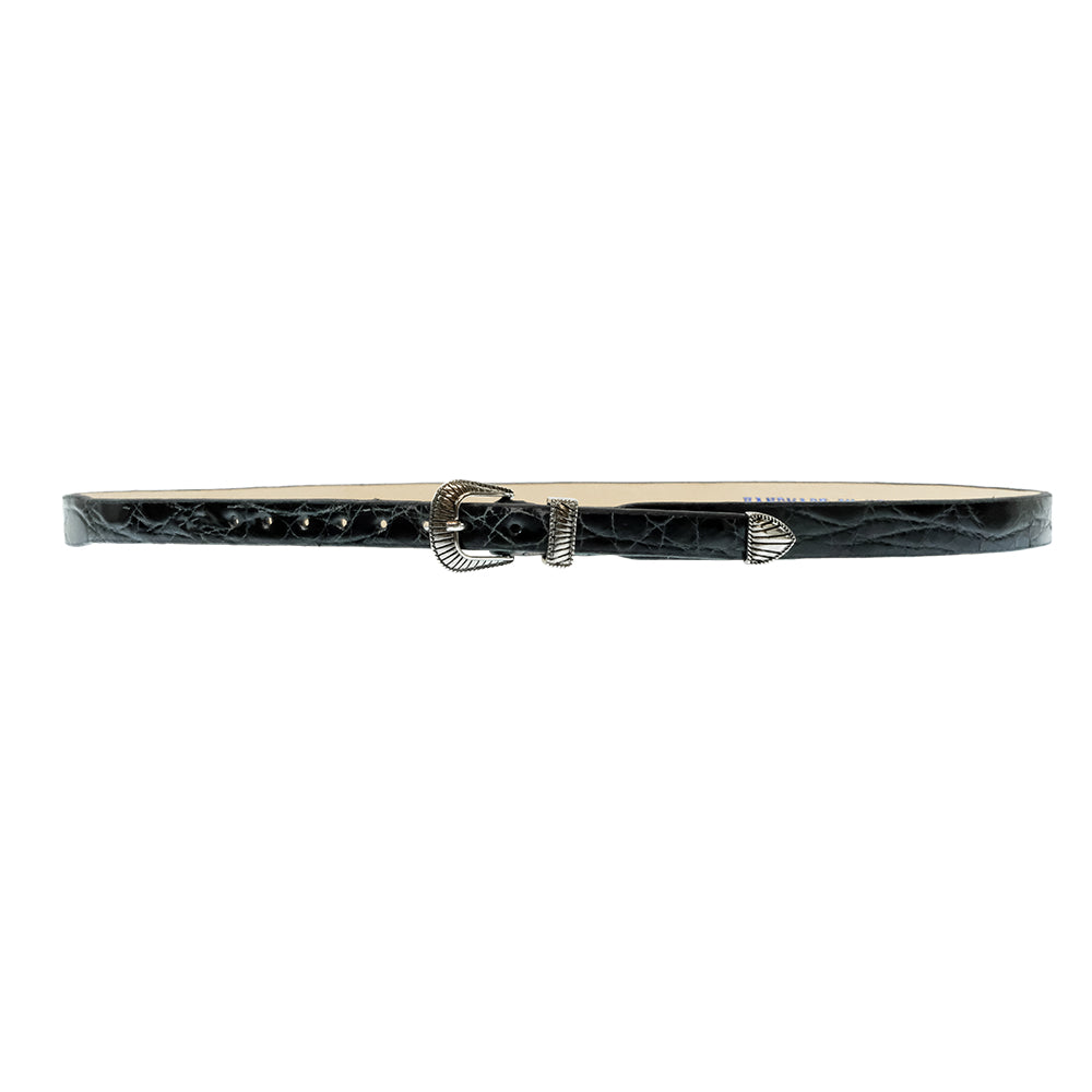 South Texas Tack Apparel Hats South Texas Tack Exotic Caiman Flank Tapered Hat Band with Three Piece Hardware in Black
