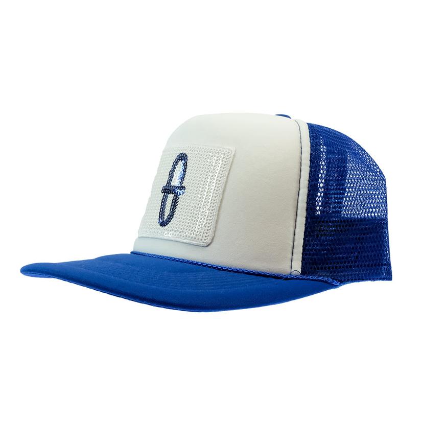 South Texas Tack Apparel Hats White Royal / Osfa Bar Nothin Hat Co.  Sequin Patch Royal and White Mesh Back Cap
