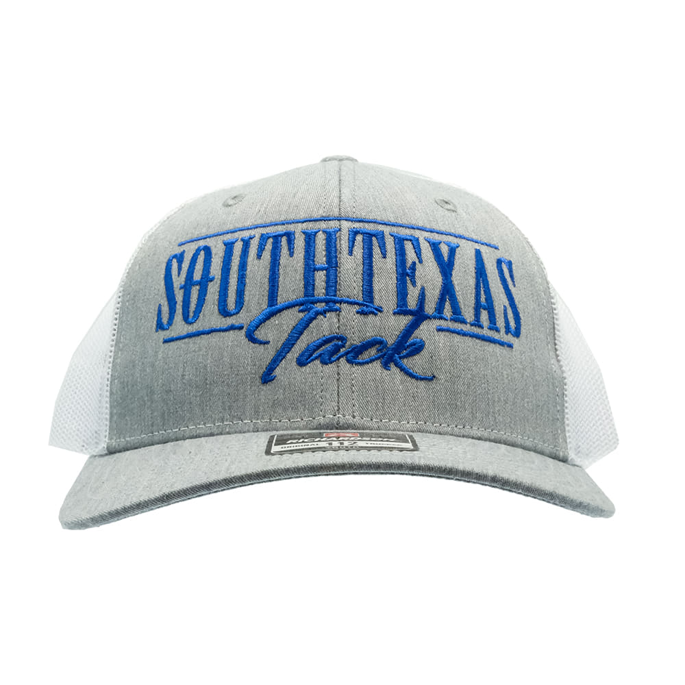 South Texas Tack Apparel Hats Youth South Texas Tack Apparel Grey And White New R To R Logo In Blue Youth Cap