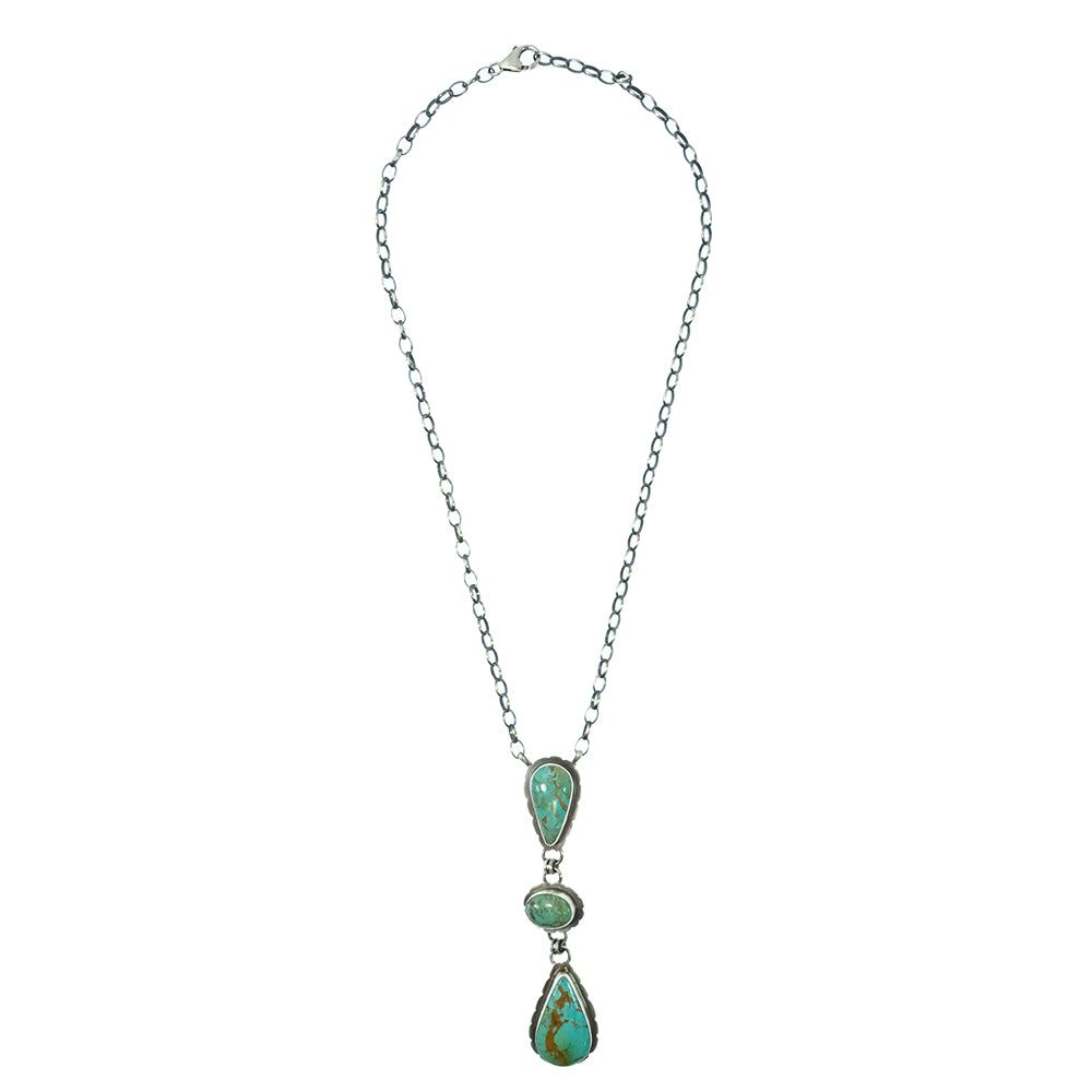 South Texas Tack Apparel Jewelry 10 Inch Elouise Kee Native American Navajo Sterling Silver Kingman Turquoise Necklace