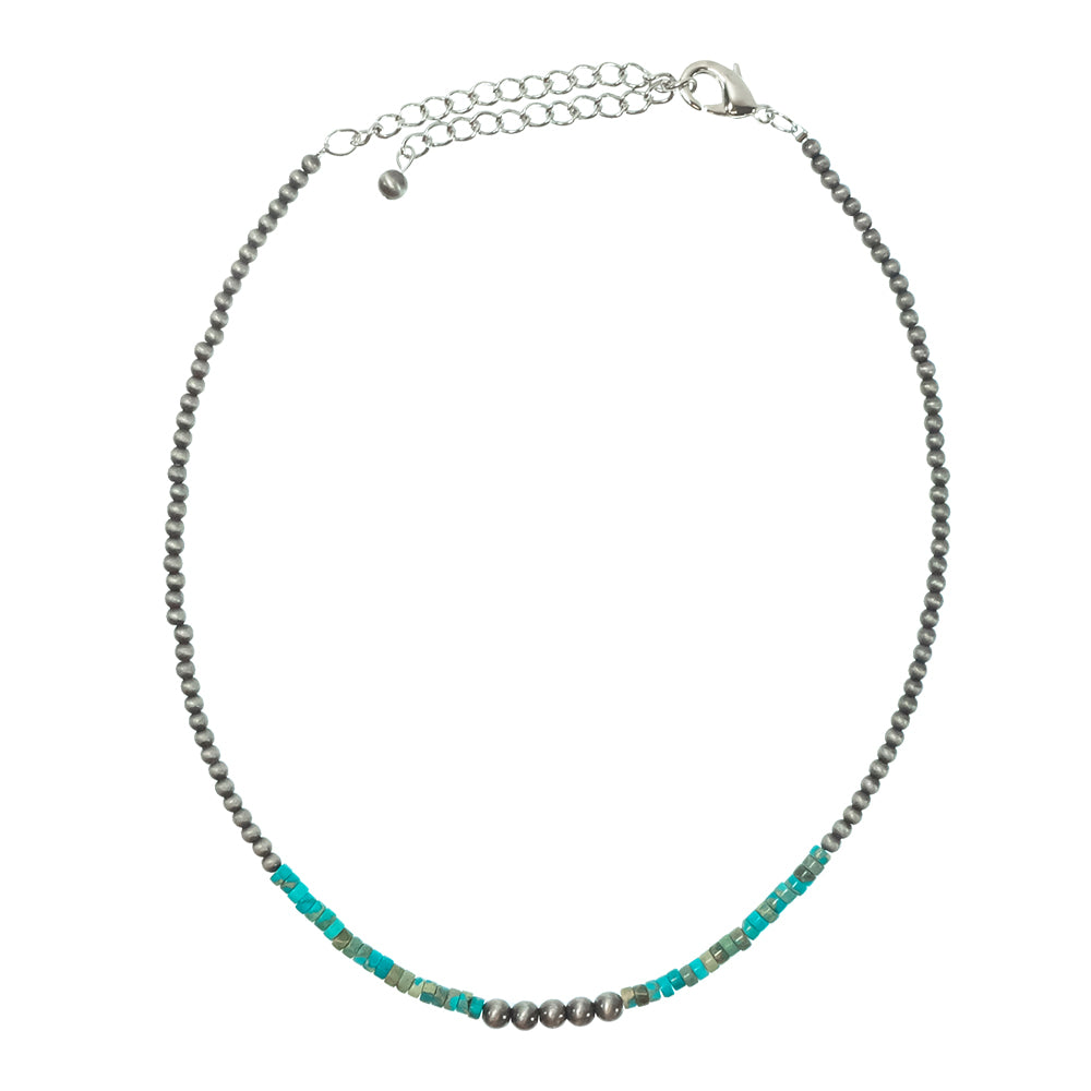 South Texas Tack Apparel Jewelry 15 Inch Faux Navajo Bead and Turquoise Necklace 15"