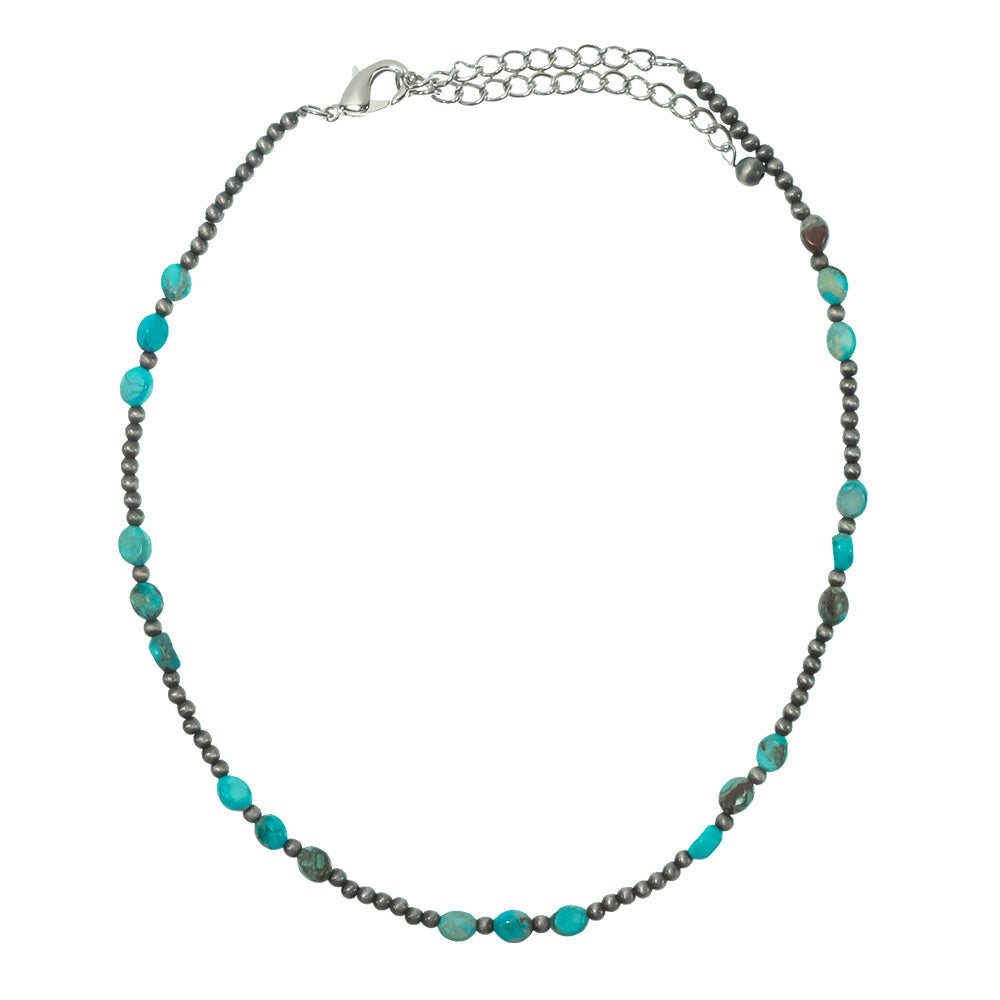 South Texas Tack Apparel Jewelry 16 Inch 16" Faux Navajo Pearl And Turquoise Bead Necklace