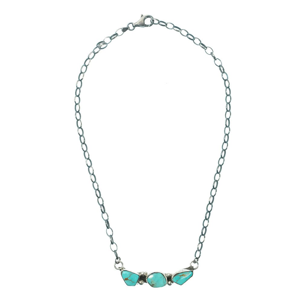 South Texas Tack Apparel Jewelry 16 Inch Jude Candelaria Zuni Sterling Silver Kingman Turquoise Native American Necklace