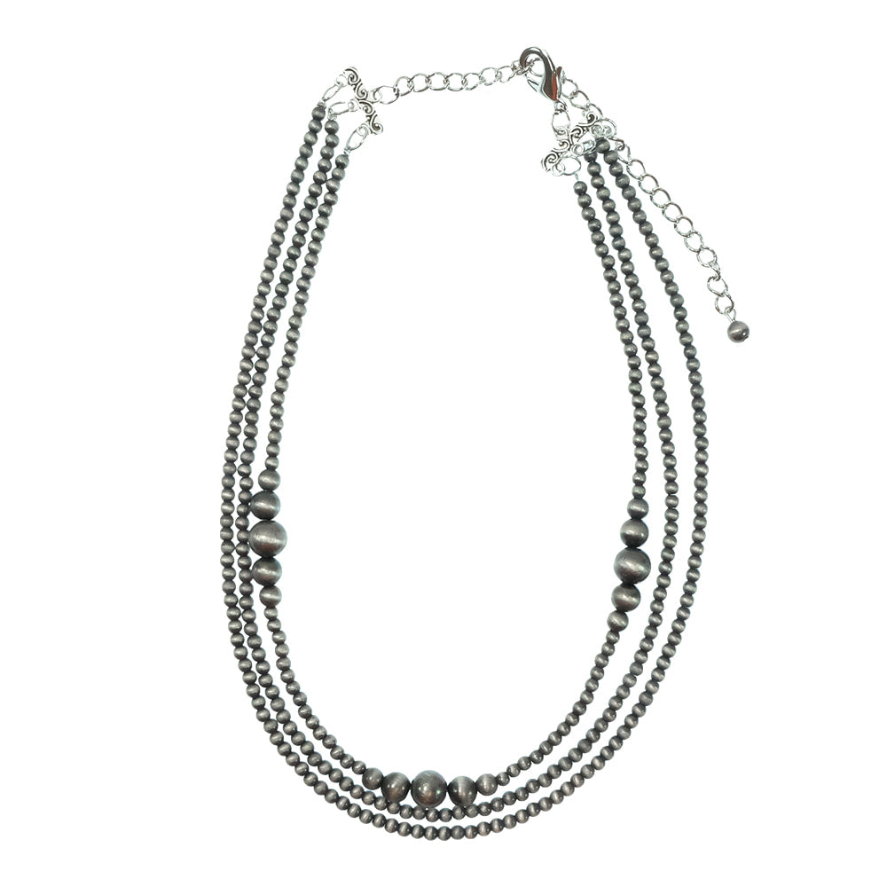 South Texas Tack Apparel Jewelry 16 Inch Three Strand Faux Navajo Pearl Necklace 16"