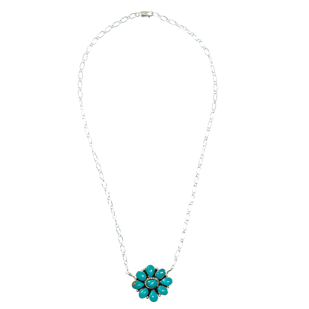 South Texas Tack Apparel Jewelry 18 Inch Charlene Yazzie Native American Navajo Sterling Silver Turquoise Necklace