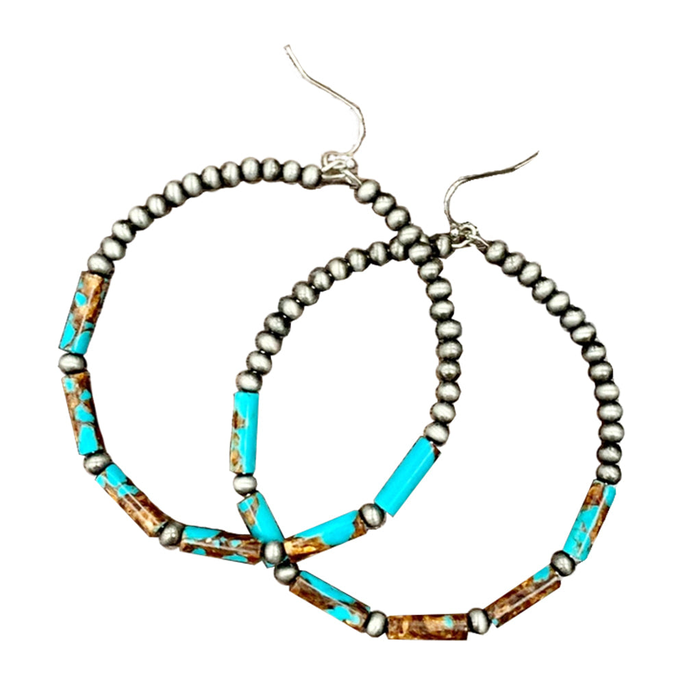 South Texas Tack Apparel Jewelry 2.5" Faux Navajo Gemstone Hoop Earrings