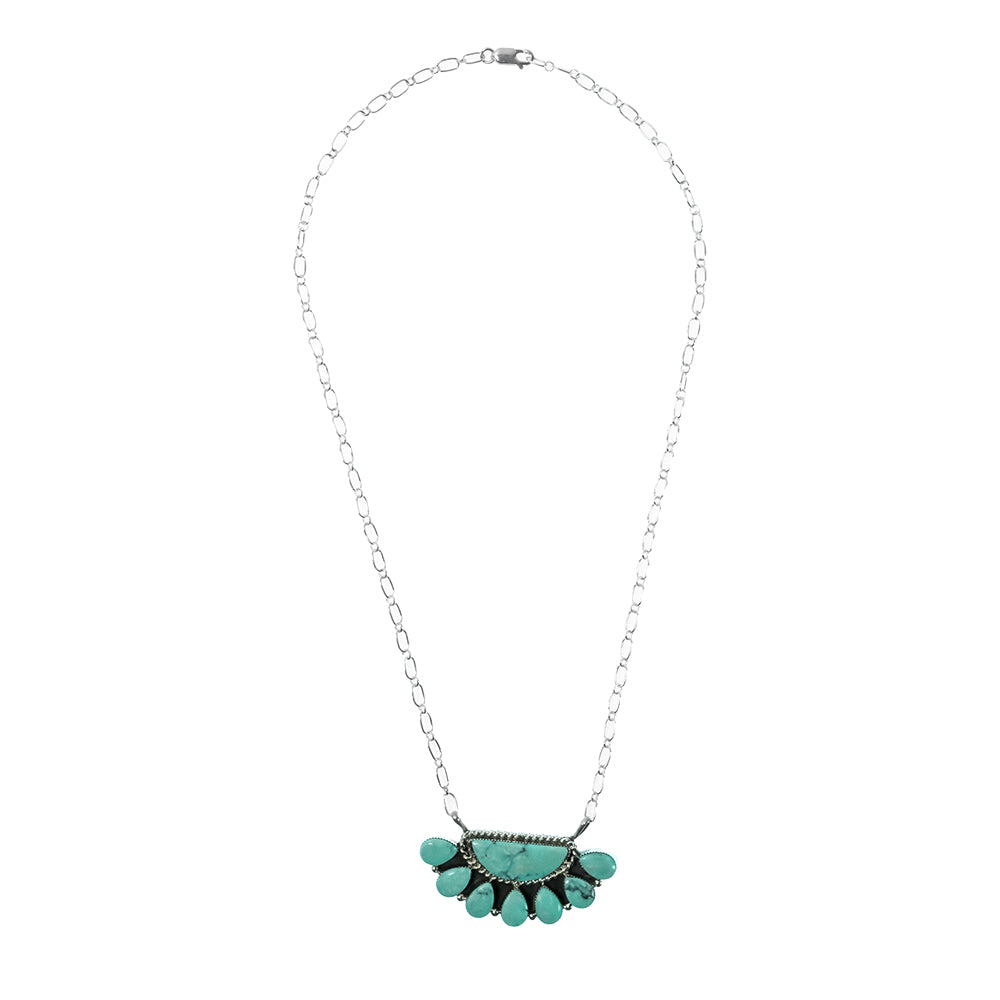 South Texas Tack Apparel Jewelry 20 Inch Gwendolyn Burnside Native American Navajo Sterling Silver Turquoise Necklace
