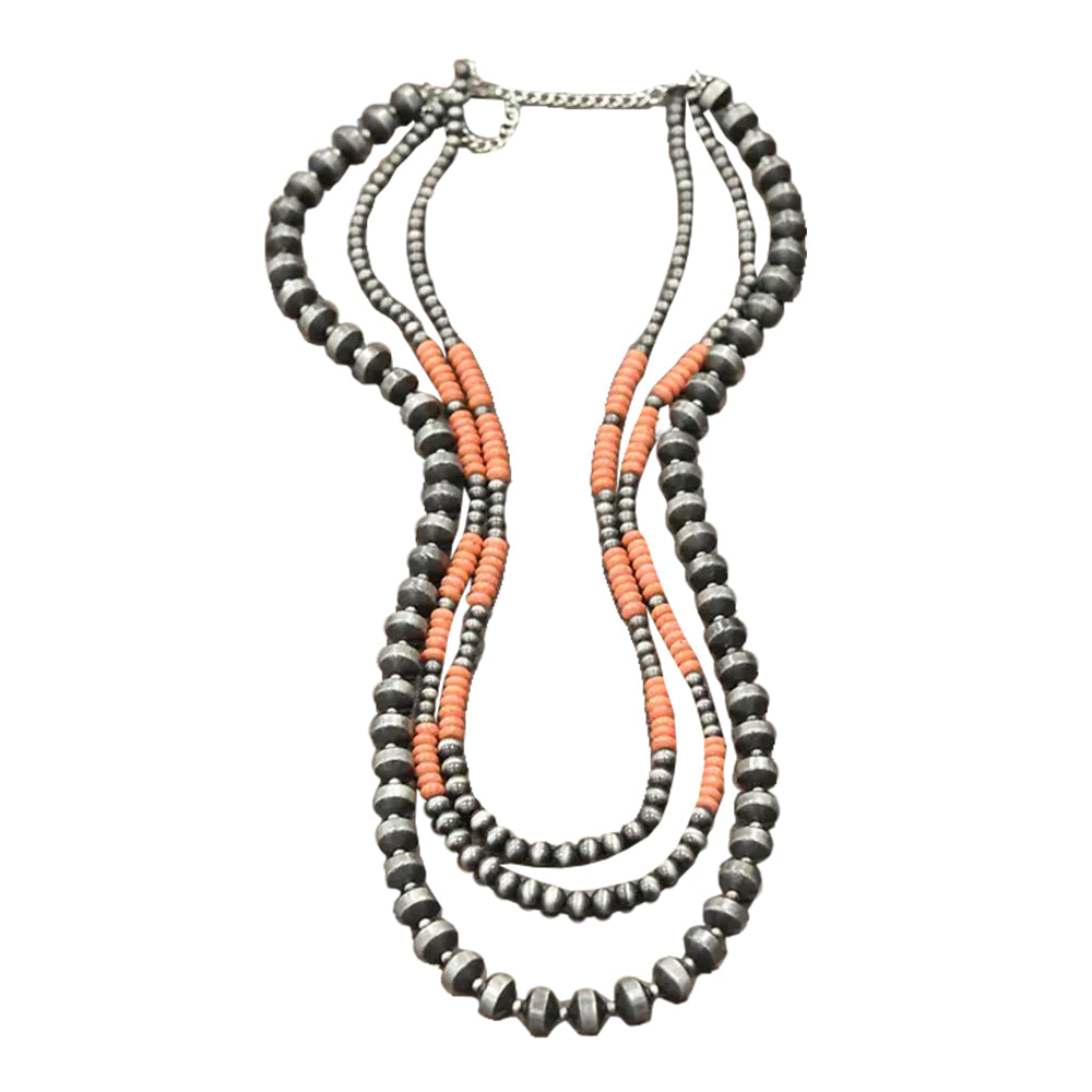 South Texas Tack Apparel Jewelry 34" Faux Orange Navajo Bead Necklace