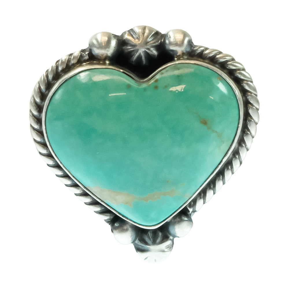 South Texas Tack Apparel Jewelry A.M. Kingman Turquoise Sterling Silver Native American Navajo Heart Ring