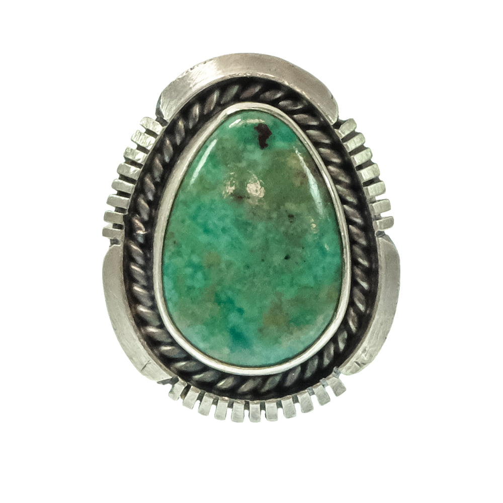 South Texas Tack Apparel Jewelry A.M. Native American Navajo Sterling Silver with Turquoise Stone Ring