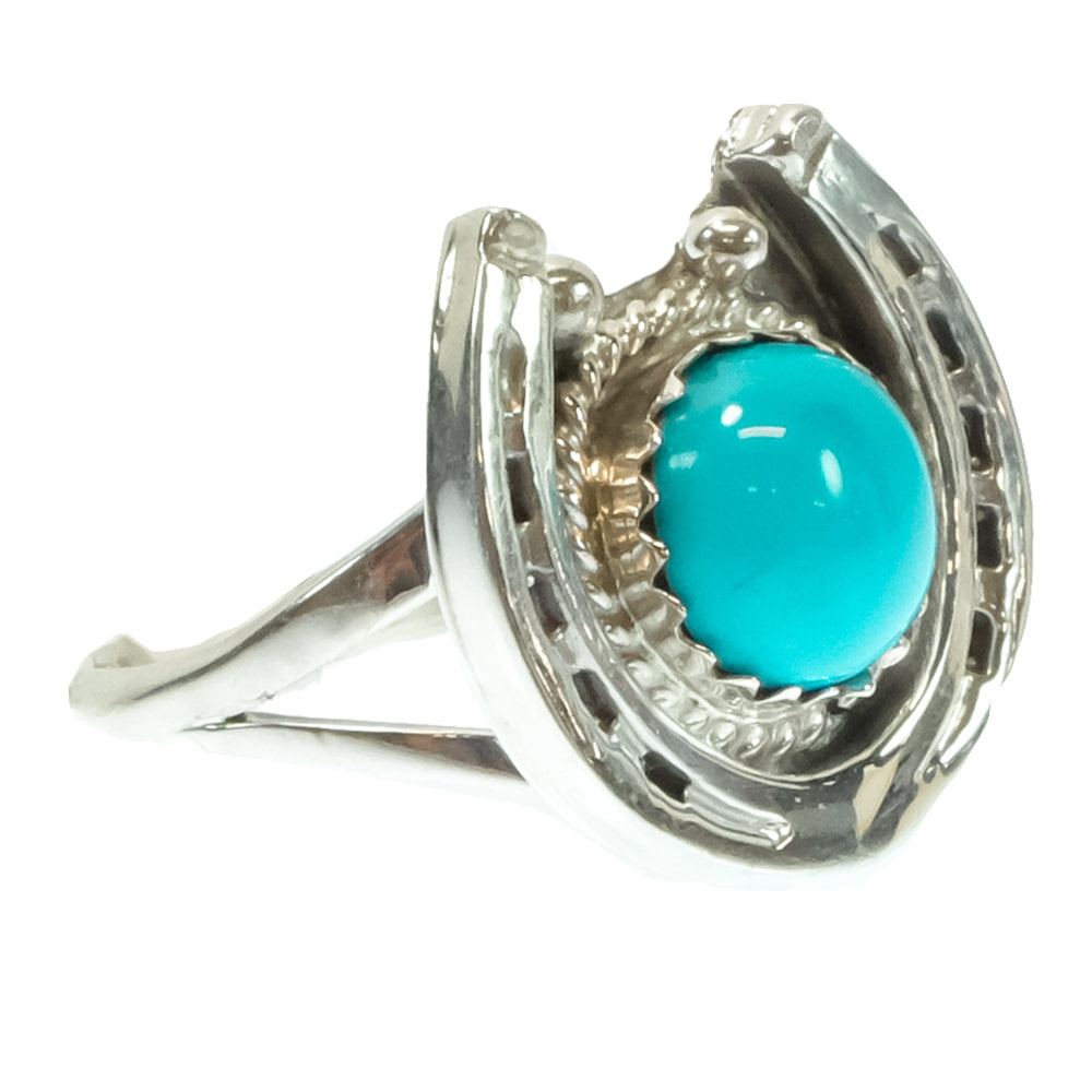 South Texas Tack Apparel Jewelry Alice Rose Saunders Native American Navajo Turquoise Naja and Sterling Silver Ring