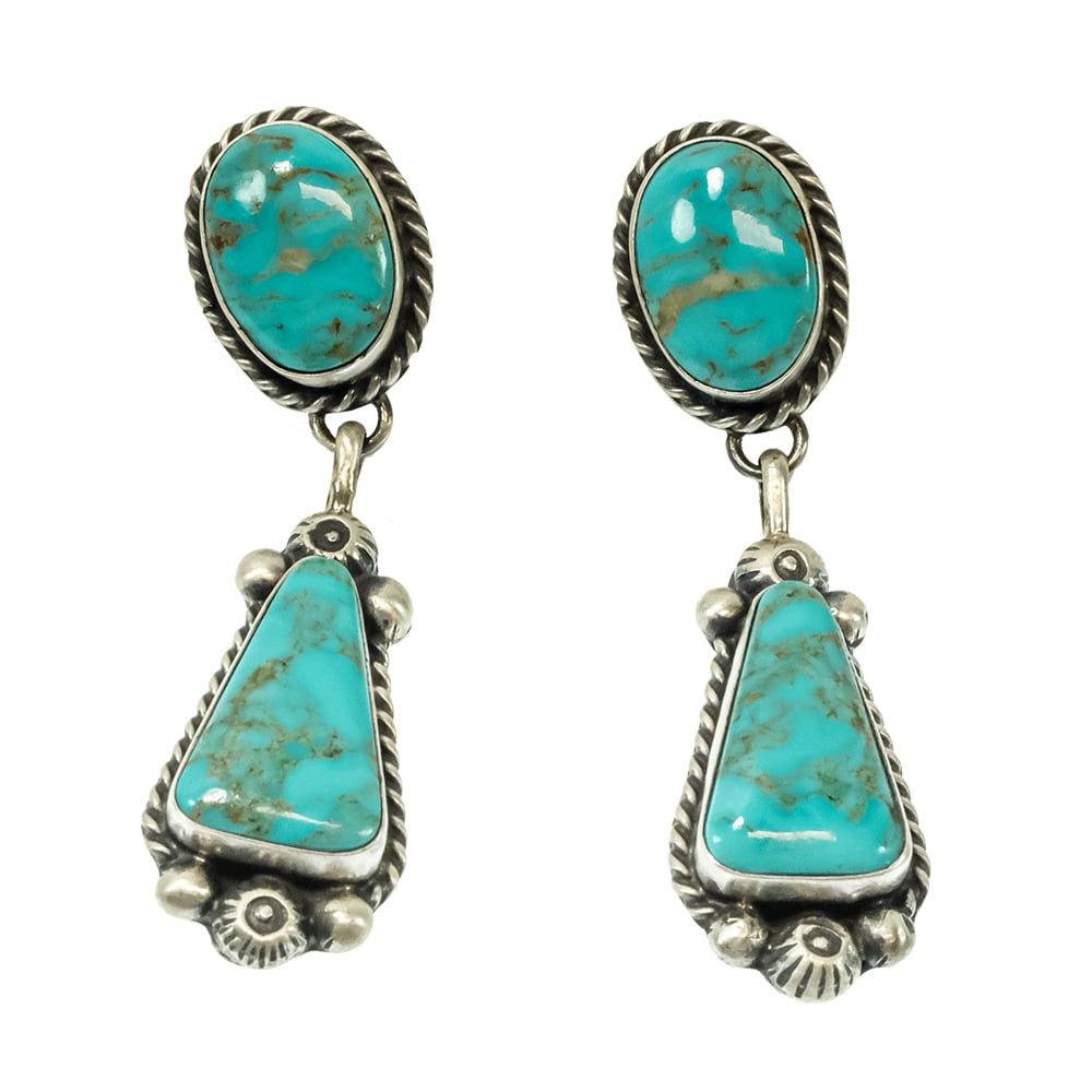 South Texas Tack Apparel Jewelry Augustine Largo Native American Navajo Sterling Silver and Kingsman Turquoise Set