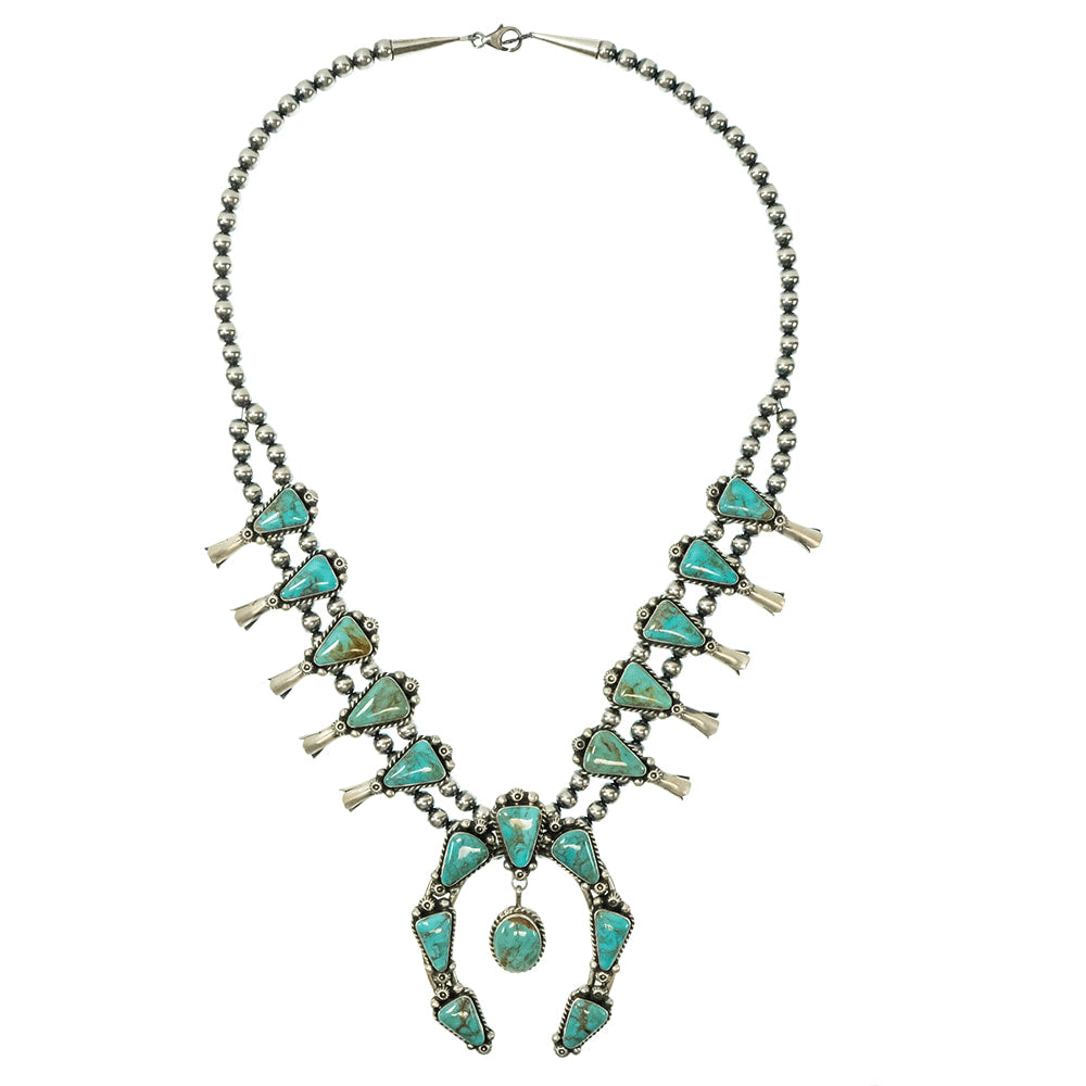 South Texas Tack Apparel Jewelry Augustine Largo Native American Navajo Sterling Silver and Kingsman Turquoise Set