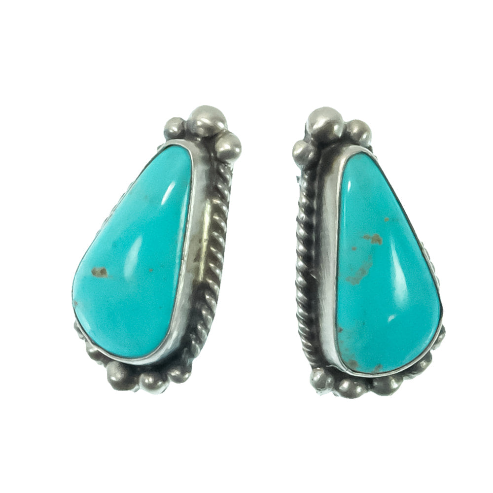 South Texas Tack Apparel Jewelry Augustine Largo Sterling Silver Kingman Turquoise Native American Navajo Necklace And Earring Set