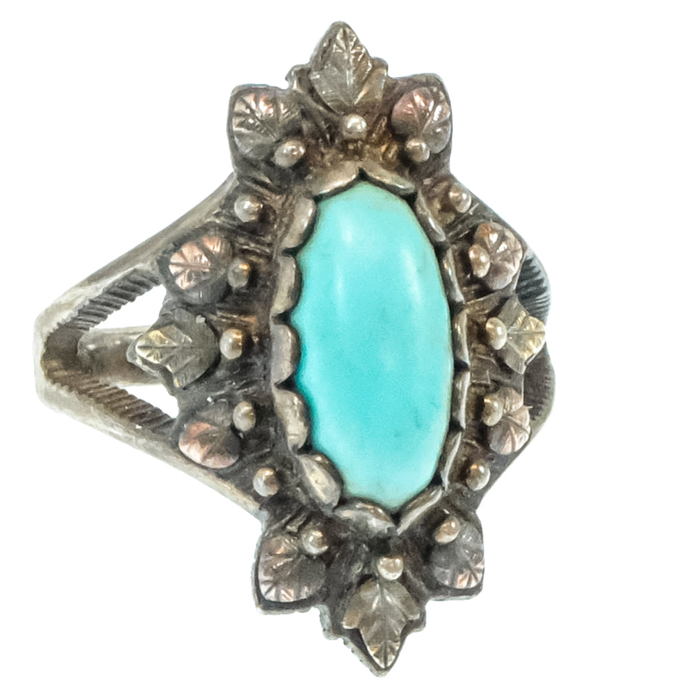 South Texas Tack Apparel Jewelry Coleman Co. 12K Gold Turquoise Sterling Ring - Size 8.5