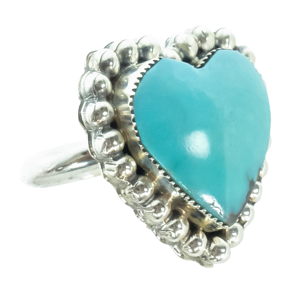 South Texas Tack Apparel Jewelry David Lopez Native American Navajo Sterling Silver Turquoise Heart Ring