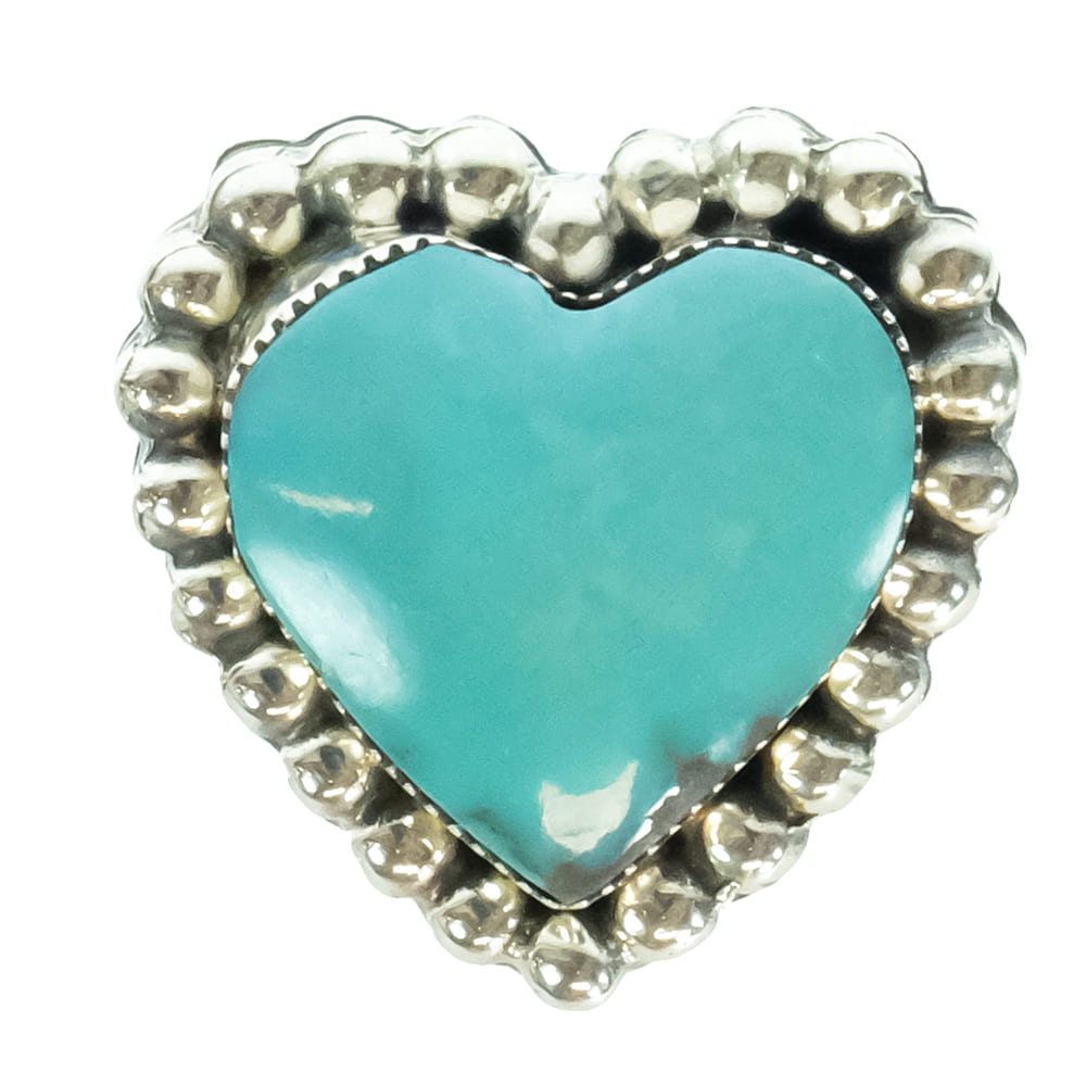 South Texas Tack Apparel Jewelry David Lopez Native American Navajo Sterling Silver Turquoise Heart Ring