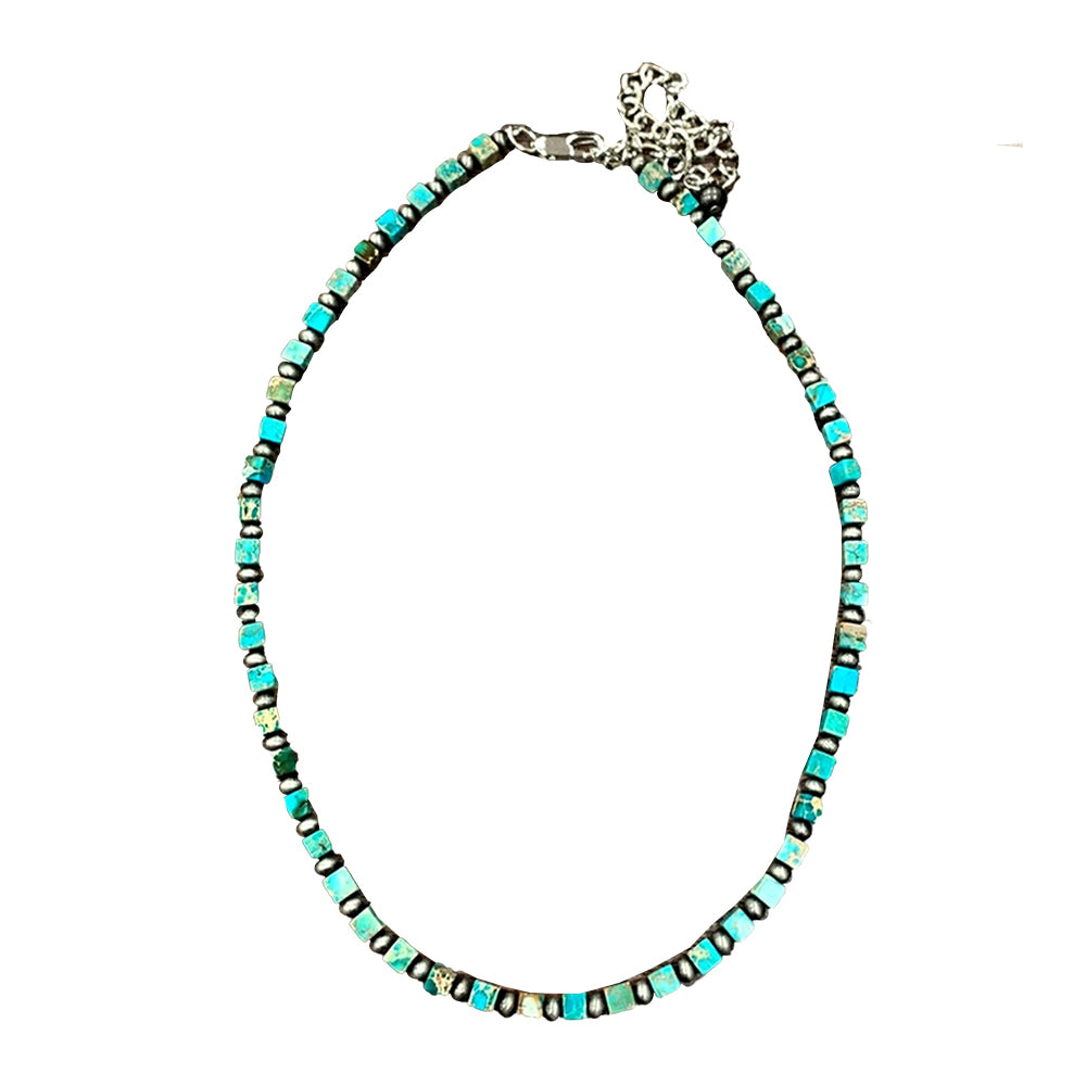 South Texas Tack Apparel Jewelry Faux Navajo and Square Gemstone Bead 15" Necklace