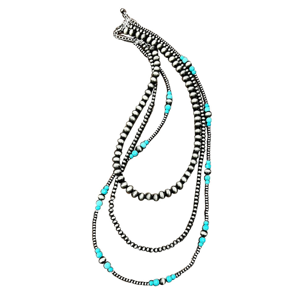 South Texas Tack Apparel Jewelry Faux Navajo and Turquoise Bead 3 Strand Necklace