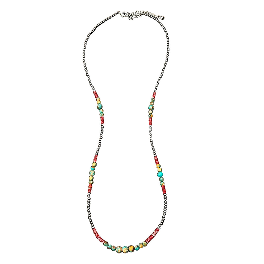South Texas Tack Apparel Jewelry Faux Navajo Bead and Red Gemstone Necklace