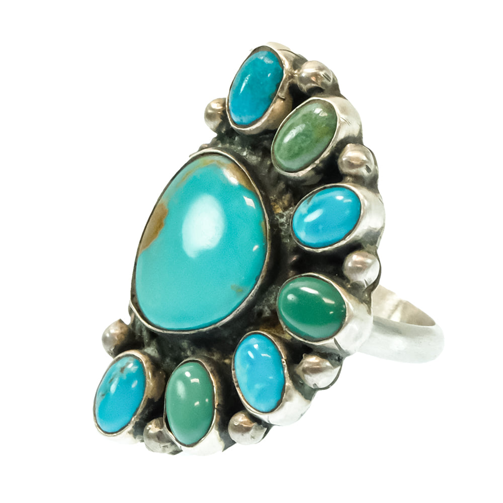 South Texas Tack Apparel Jewelry Geraldine James Native America Navajo Kingman Turquoise Sterling Silver Ring