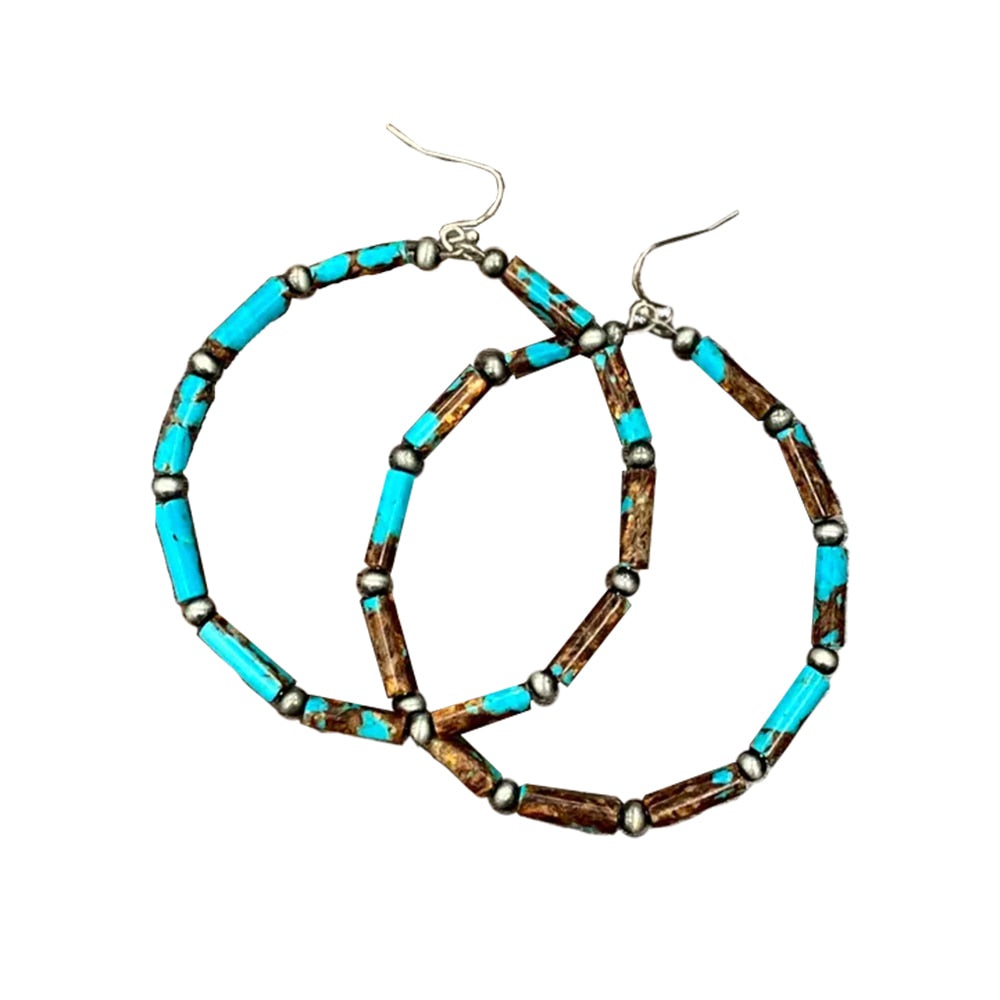 South Texas Tack Apparel Jewelry Handmade 2.5" Cylindrical Gemstone Hoop Earrings