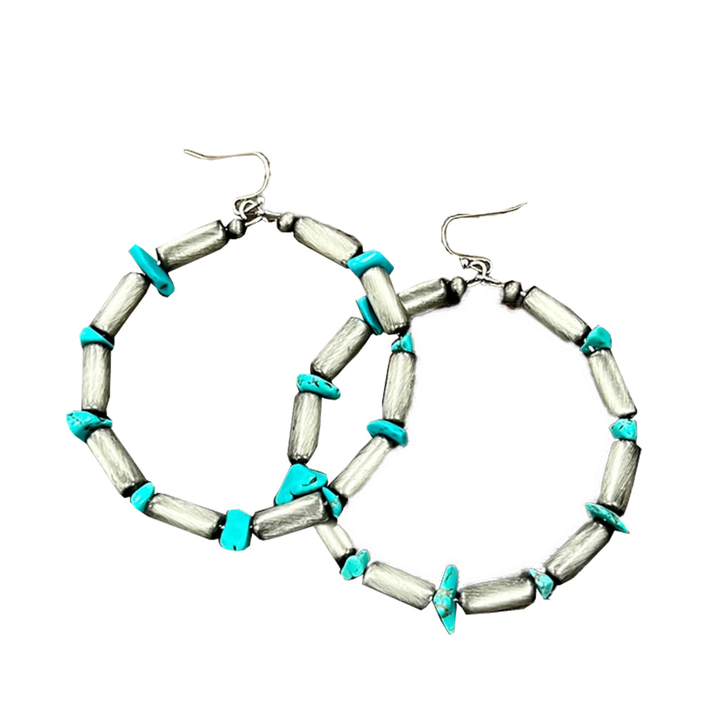 South Texas Tack Apparel Jewelry Handmade Cylindrical Faux Navajo Stone Hoop Earrings