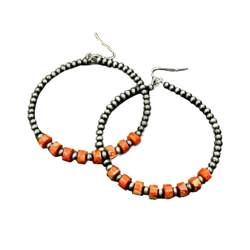 South Texas Tack Apparel Jewelry Handmade Faux Gemstone Hoop Earrings