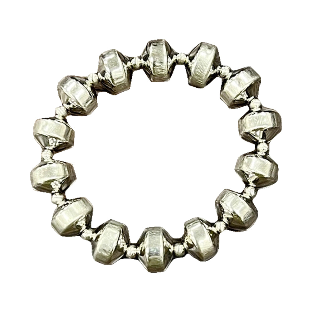 South Texas Tack Apparel Jewelry Handmade Rondelle Silver Faux Navajo Stretch Bracelet
