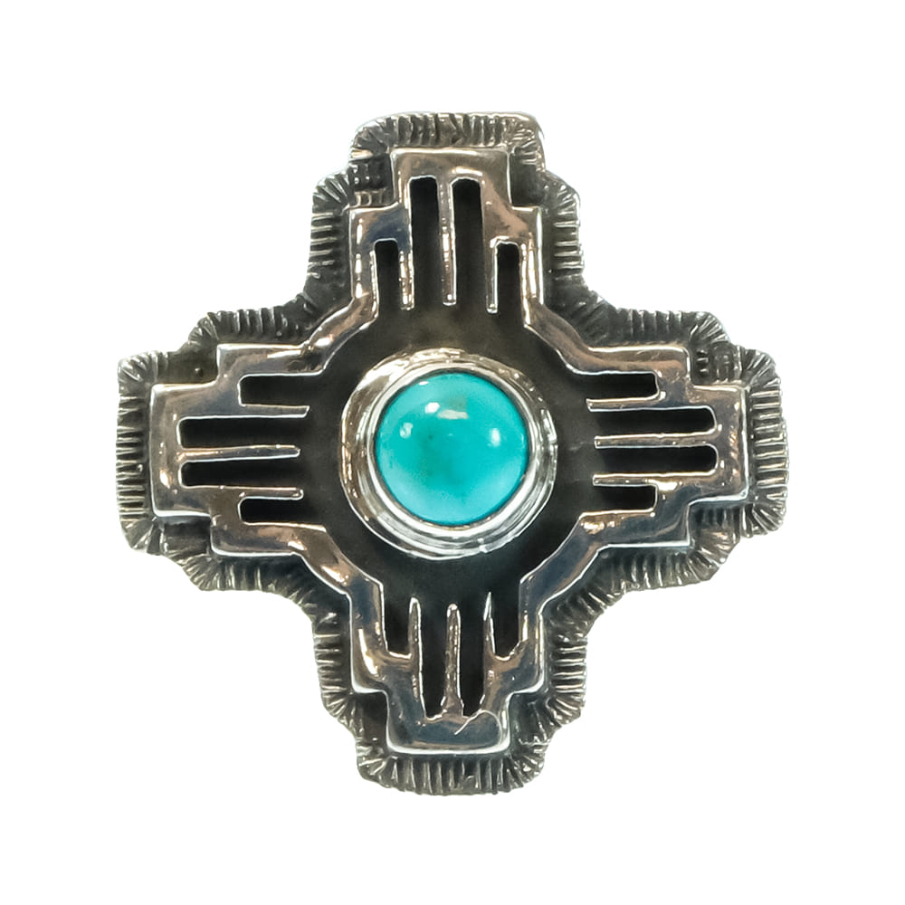 South Texas Tack Apparel Jewelry Hiram Largo Sterling Silver Turquoise Cross Native American Navajo Ring