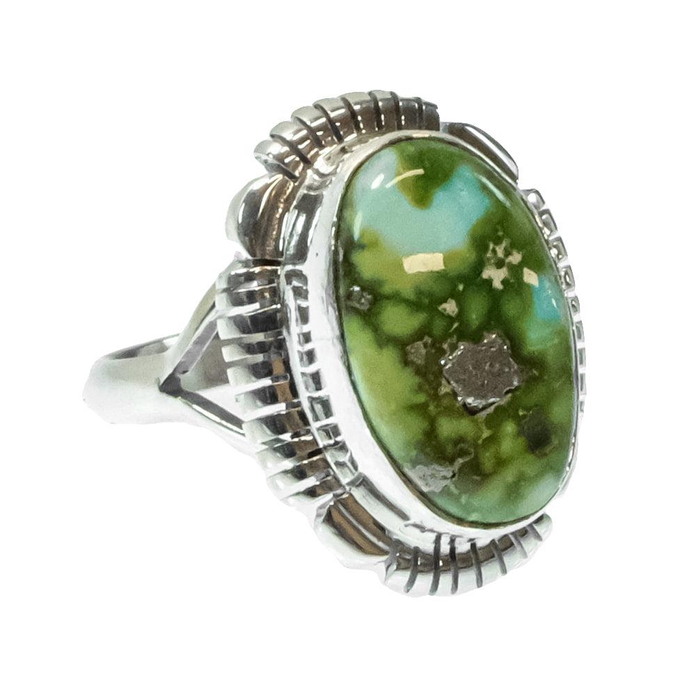 South Texas Tack Apparel Jewelry J.F. Native American Navajo Sterling Silver Sonora Gold Turquoise Ring Oval