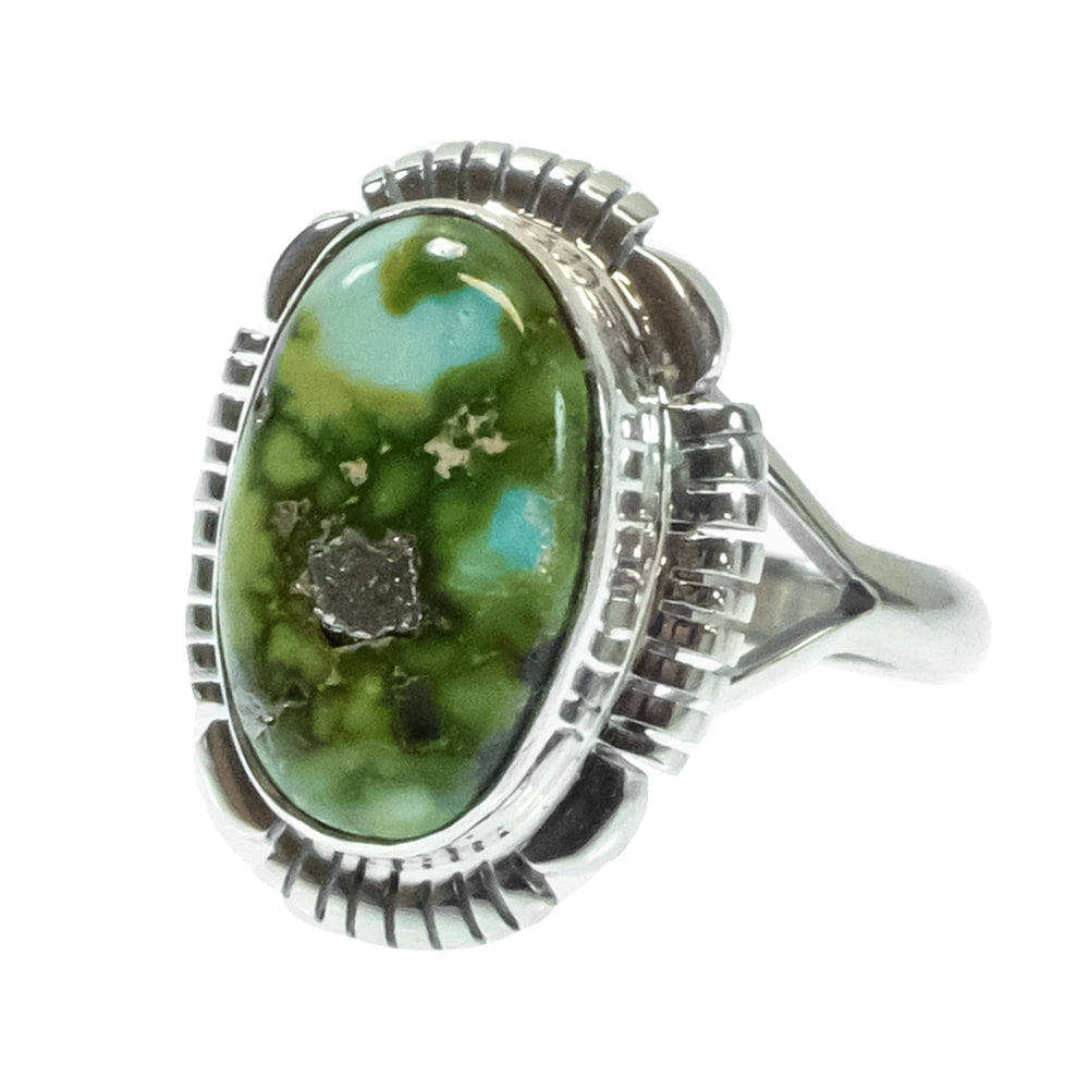 South Texas Tack Apparel Jewelry J.F. Native American Navajo Sterling Silver Sonora Gold Turquoise Ring Oval