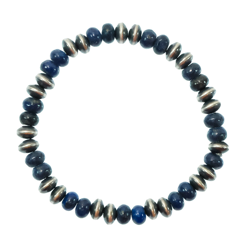 South Texas Tack Apparel Jewelry Lapis Lapis And Oxidized Stretch Bead Bracelet