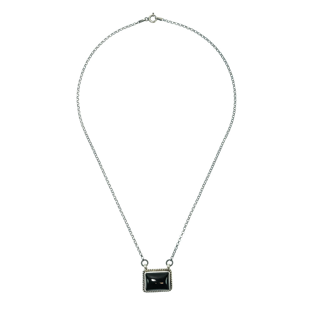 South Texas Tack Apparel Jewelry Native American Navajo Sterling Silver Black Onyx Necklace