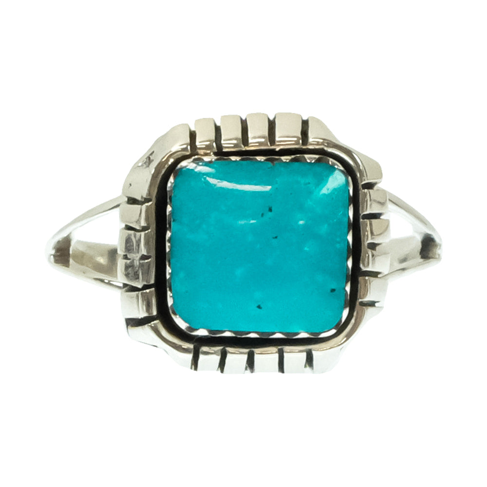 South Texas Tack Apparel Jewelry Native American Navajo Sterling Silver Turquoise Square Ring
