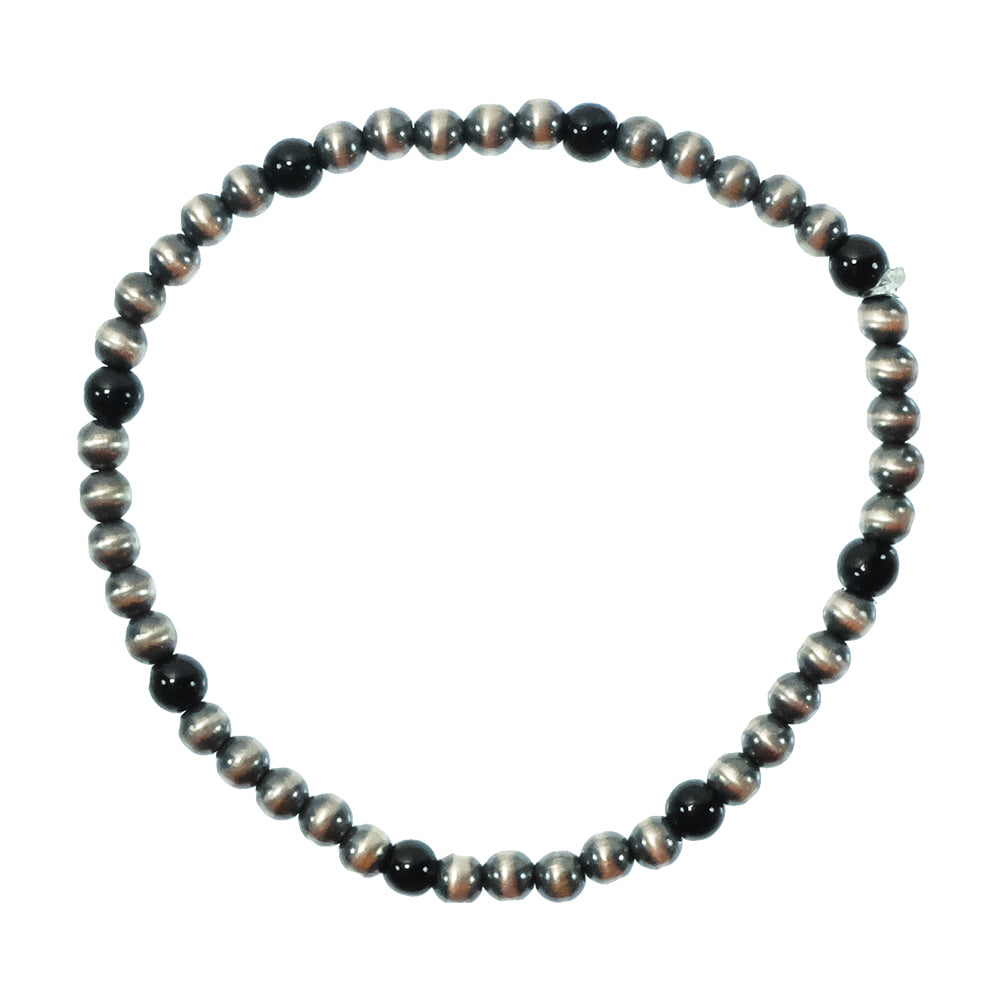 South Texas Tack Apparel Jewelry Onyx Onyx And Oxidized Stretch Bead Bracelet